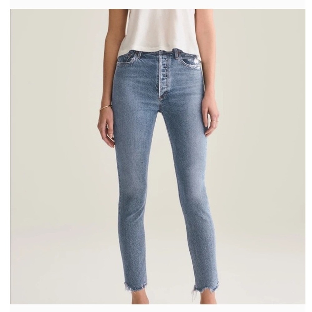 AGOLDE Straight Leg Jeans Nico Light Wash Button Fly Distressed Size 31